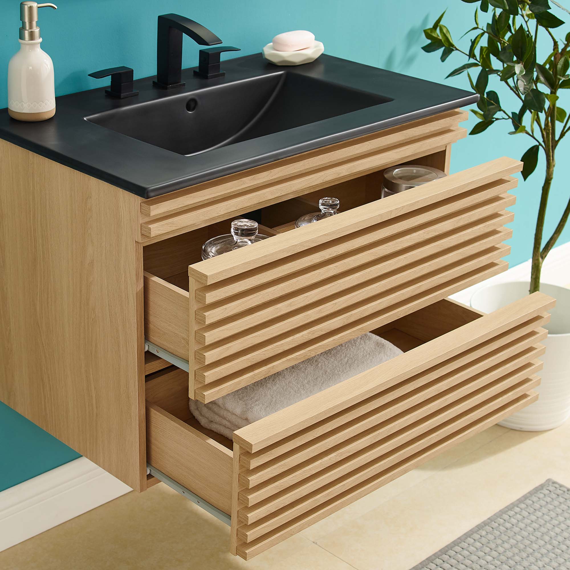 EEI-5417-OAK-BLK_8_.jpg Render 30" Wall-Mount Bathroom Vanity - Image 10