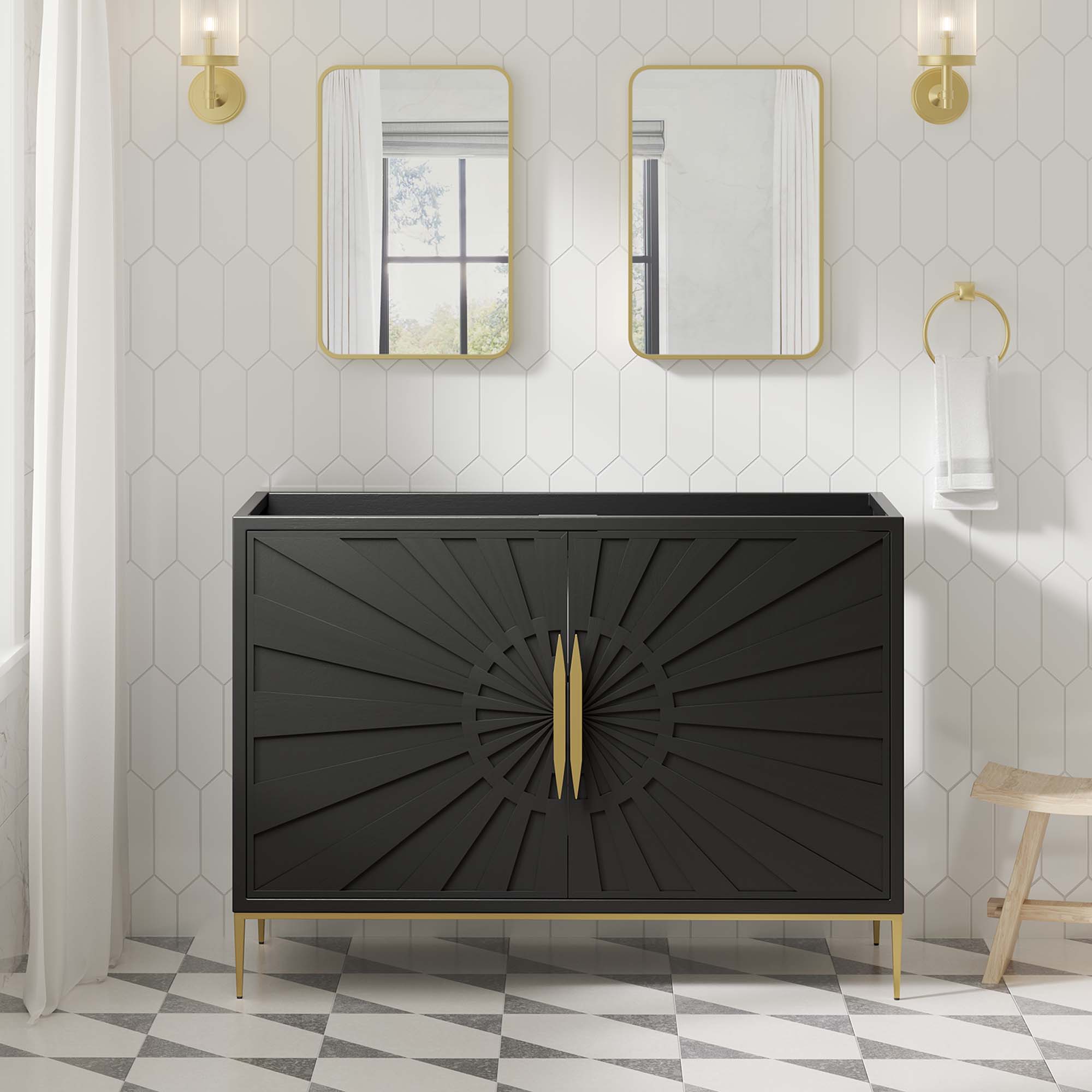 EEI-6163-BLK_9_.jpg Awaken 48" Double or Single Sink Compatible (Not Included) Bathroom Vanity Cabinet - Image 1