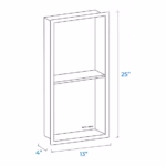 Recessed 13" x 25" x 4" Shower Niche with Central Shelf - Image 3